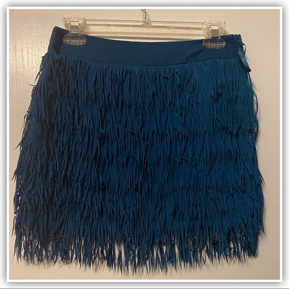 Ya Dark Teal Fringe Mini Skirt! - Picture 2 of 2